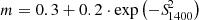 $ m=0.3+0.2\cdot\text{exp}\left(-S\!_{1400}^2\right) $