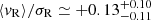 $ \langle v_{\mathrm{R}} \rangle / \sigma_{\mathrm{R}} \simeq +0.13^{+0.10}_{-0.11} $