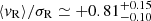 $ \langle v_{\mathrm{R}} \rangle / \sigma_{\mathrm{R}} \simeq +0.81^{+0.15}_{-0.10} $