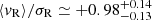 $ \langle v_{\mathrm{R}} \rangle / \sigma_{\mathrm{R}} \simeq +0.98^{+0.14}_{-0.13} $