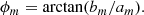 $$ \begin{aligned} \phi _{m} = \mathrm{arctan} (b_{m}/a_{m}). \end{aligned} $$