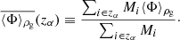 $$ \begin{aligned} \overline{\langle \Phi \rangle _{\rho _{\rm g}}}(z_{\alpha }) \equiv \frac{\sum _{i \in z_{\alpha }} M_{i} \langle \Phi \rangle _{\rho _{\rm g}}}{\sum _{i \in z_{\alpha }} M_{i}}\cdot \end{aligned} $$