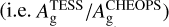 $\left( {{\rm{i}}{\rm{.e}}{\rm{.}}\,\,A_{\rm{g}}^{{\rm{TESS}}}/A_{\rm{g}}^{{\rm{CHEOPS}}}} \right)$