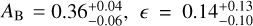 ${A_{\rm{B}}} = 0.36_{ - 0.06}^{ + 0.04},\,\, = 0.14_{ - 0.10}^{ + 0.13}$