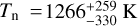${T_{\rm{n}}} = 1266_{ - 330}^{ + 259}\,{\rm{K}}$