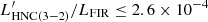 $ L^\prime_{\rm HNC(3{-}2)}/L_{\rm FIR}\leq 2.6\times 10^{-4} $