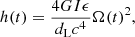 $$ \begin{aligned} h(t)=\frac{4GI\epsilon }{d_{\rm L} c^4}\Omega (t)^2, \end{aligned} $$