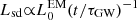 $ L_{\mathrm{sd}}{\propto}L_{0}^{\mathrm{EM}}(t/\tau_{\mathrm{GW}})^{-1} $