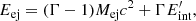 $$ \begin{aligned} E_{\rm ej}=(\Gamma -1)M_{\rm ej}c^2+\Gamma E_{\rm int}^{\prime }, \end{aligned} $$