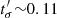 $ t_\sigma^{\prime}{\sim}0.11 $