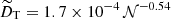 $ \widetilde{D}_\text{T}=1.7\times 10^{-4}\,\mathcal{N}^{-0.54} $