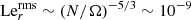 $ \text{ Le}_{r}^{\text{rms}}\sim(N/\Omega)^{-5/3}\sim 10^{-9} $