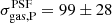 $ \sigma_{\mathrm{gas,P}}^{\mathrm{PSF}} = 99 \pm 28 $