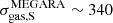 $ \sigma^{\mathrm{MEGARA}}_{\mathrm{gas,S}} \sim 340 $