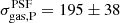 $ \sigma^{\mathrm{PSF}}_{\mathrm{gas,P}}=195\pm38 $