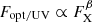$ F_{\mathrm{opt/UV}} \propto F_{\mathrm{X}}^{\beta} $