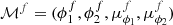 $ \mathcal{M}^f = (\phi^f_1, \phi^f_2, \mu^f_{\phi_1}, \mu^f_{\phi_2}) $