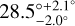 28.5^\circ _{ - 2.0^\circ }^{ + 2.1^\circ }