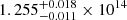 $ 1.255^{+0.018}_{-0.011} \times 10^{14} $