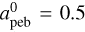 $a_{{\rm{peb}}}^0 = 0.5$