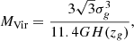$$ \begin{aligned} M_{\rm Vir} = \frac{3\sqrt{3} \sigma _g^3}{11.4 G H(z_g)}, \end{aligned} $$