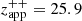$ z_{\mathrm{app}}^{++}=25.9 $