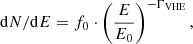 $$ \begin{aligned} \mathrm{d}N/\mathrm{d}E = f_0\cdot \left(\frac{E}{E_0}\right)^{-\Gamma _{\rm VHE}}, \end{aligned} $$