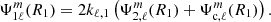 $$ \begin{aligned} \Psi _{1\ell }^m(R_{\text{1}})=2k_{\ell , 1}\left(\Psi _{2,\ell }^m(R_{\text{1}}) +\Psi _{\text{c},\ell }^m(R_{\text{1}}) \right). \end{aligned} $$