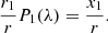 $$ \begin{aligned} \frac{r_1}{r}P_1(\lambda )=\frac{x_1}{r}. \end{aligned} $$