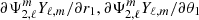 $ \partial \Psi_{2, \ell}^mY_{\ell, m}/\partial r_1, \partial \Psi_{2, \ell}^mY_{\ell, m}/\partial \theta_1 $