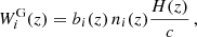 $$ \begin{aligned} W_i^\mathrm{G}(z) =&\; b_i(z)\,n_i(z)\frac{H(z)}{c} \,, \end{aligned} $$