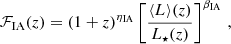 $$ \begin{aligned} \mathcal{F} _{\rm IA}(z) = (1+z)^{\eta _{\rm IA}}\left[\frac{\langle L\rangle (z)}{L_\star (z)}\right]^{\beta _{\rm IA}} \,, \end{aligned} $$