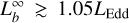 $L_b^\infty \mathbin{\lower.3ex\hbox{$\buildrel>\over {\smash{\scriptstyle\sim}\vphantom{_x}}$}} 1.05{L_{{\rm{Edd }}}},$
