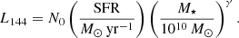 $$ \begin{aligned} L_{144} = N_0 \left(\frac{{\mathrm{SFR} }}{{{M}}_\odot \,\mathrm{yr}^{-1}}\right) \left(\frac{M_\star }{10^{10}\,{M_\odot }}\right)^\gamma . \end{aligned} $$