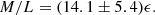 $$ \begin{aligned} M/L = (14.1 \pm 5.4)\epsilon . \end{aligned} $$