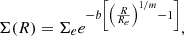 $$ \begin{aligned} \Sigma (R)=\Sigma _e e^{-b\left[\left(\frac{R}{R_e}\right)^{1/m}-1\right]}, \end{aligned} $$