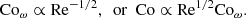 $$ \begin{aligned} \mathrm{Co}_\omega \propto \mathrm{Re}^{-1/2},\ \ \mathrm{or}\ \ \mathrm{Co} \propto \mathrm{Re}^{1/2}\mathrm{Co}_\omega . \end{aligned} $$