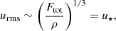 $$ \begin{aligned} u_{\rm rms} \sim \left(\frac{F_{\rm tot}}{\rho }\right)^{1/3} = u_\star , \end{aligned} $$