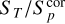 ${{{S_T}} \mathord{\left/ {\vphantom {{{S_T}} {S_p^{{\rm{cor}}}}}} \right. \kern-\nulldelimiterspace} {S_p^{{\rm{cor}}}}}$