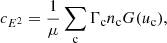 $$ \begin{aligned} c_{E^2}&= \frac{1}{\mu }\sum _{\rm c}\Gamma _{\rm c} n_{\rm c}G(u_{\rm c}), \end{aligned} $$