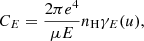 $$ \begin{aligned}&C_E = \frac{2\pi e^4}{\mu E} n_{\rm H} \gamma _E(u), \end{aligned} $$