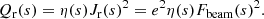 $$ \begin{aligned} Q_{\rm r}(s) = \eta (s) {J_{\rm r}(s)}^2 = e^2 \eta (s) {F_{\rm beam}(s)}^2. \end{aligned} $$