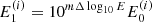 $ E_1^{(i)} = 10^{m\Delta\log_{10}E} E_0^{(i)} $