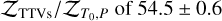 ${{\rm{Z}}_{{\rm{TT}}{{\rm{V}}_{\rm{s}}}}}/{Z_{{T_0},P}}{\rm{ of }}54.5 \pm 0.6$