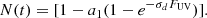$$ \begin{aligned} {N(t)} = [{1- a_1(1- e^{-\sigma _{d}F_{\rm UV}})]} .\end{aligned} $$