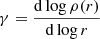 $ \gamma=\frac{\mathrm{d}\log \rho(r)}{\mathrm{d}\log r} $