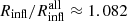 $ R_{\mathrm{infl}}/R_{\mathrm{infl}}^{\mathrm{all}}\approx 1.082 $
