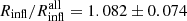 $ R_{\mathrm{infl}}/R_{\mathrm{infl}}^{\mathrm{all}}=1.082 \pm 0.074 $