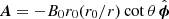 $ \boldsymbol{A} = -B_0 r_0 (r_0/r)\cot{\theta}\,\hat{\boldsymbol{\phi}} $