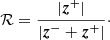 $$ \begin{aligned} \mathcal{R} = \frac{|{\boldsymbol{z}}^+|}{|{\boldsymbol{z}}^- + {\boldsymbol{z}}^+|}\cdot \end{aligned} $$